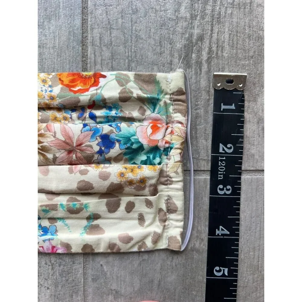 JOHNNY WAS Boho Designer Face Cover Mask Cotton Lined Floral Washable Reusable